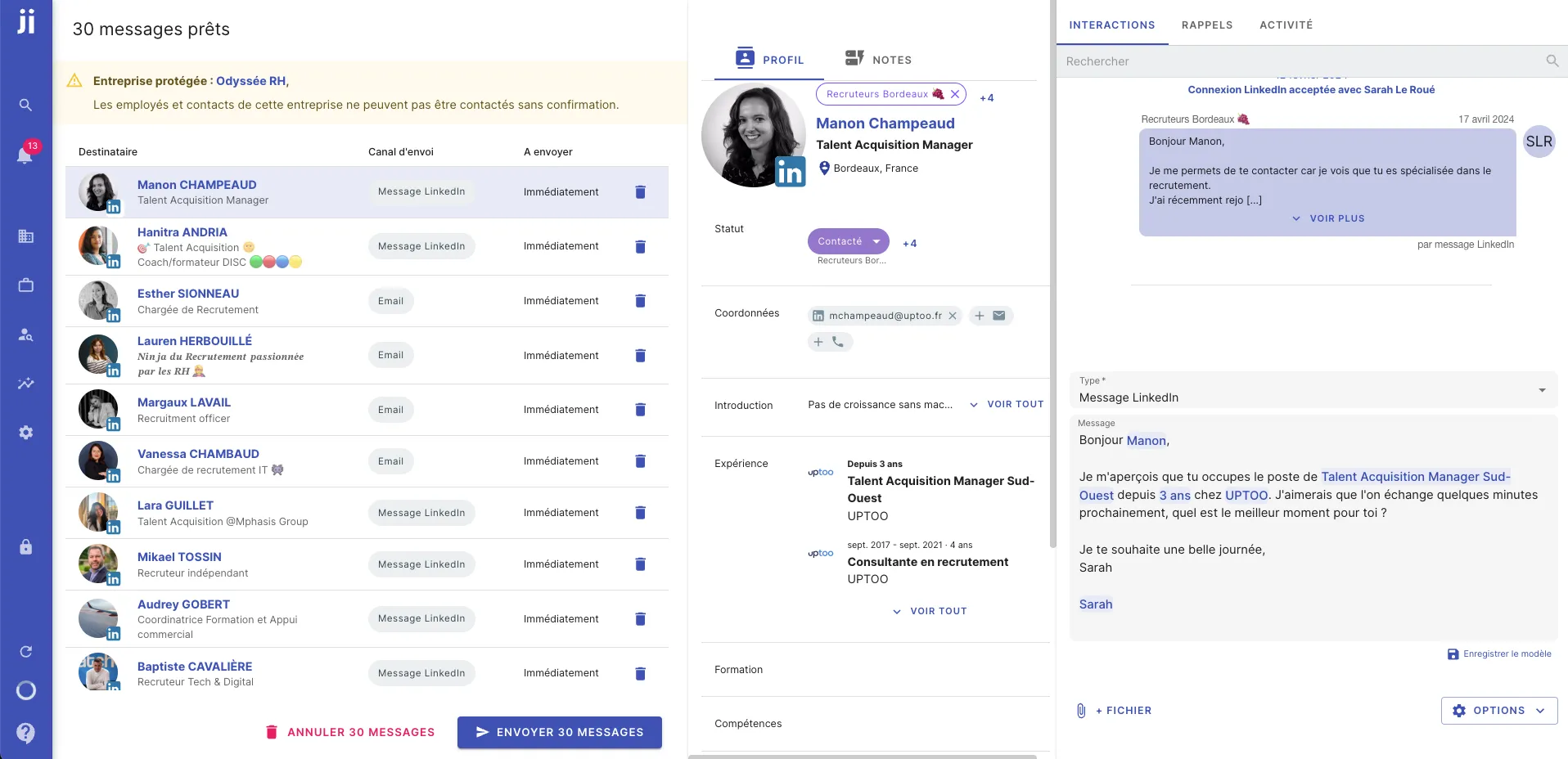 Prévisualiser et personnaliser les messages avant envoi groupé dans Jarvi