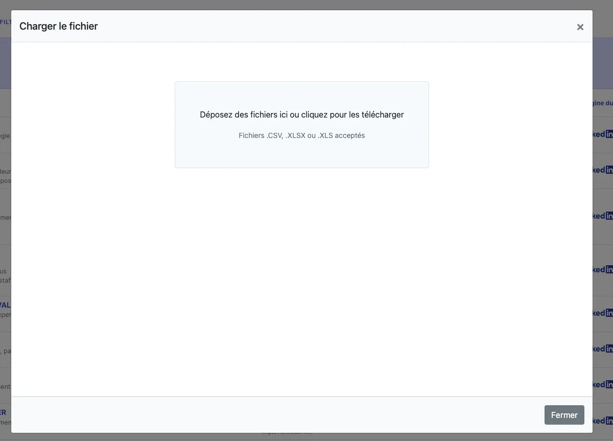 Choisir un fichier Excel ou CSV à importer dans Jarvi