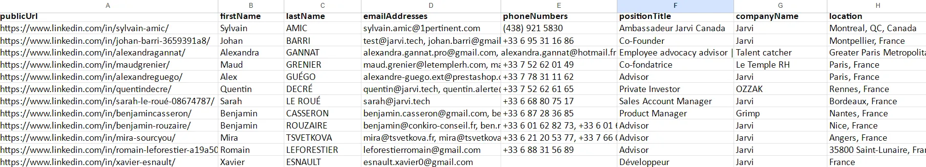 Extension Jarvi - Avancement import liste sales navigator