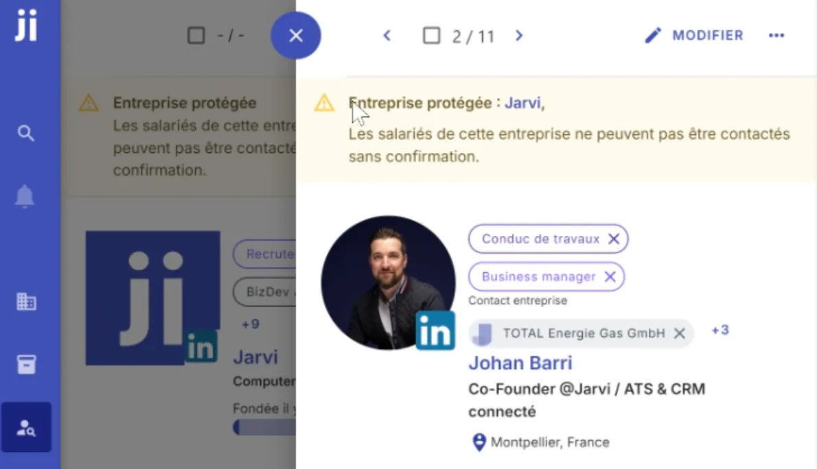 Voir l’indication de protection sur un profil employé d’une entreprise protégée