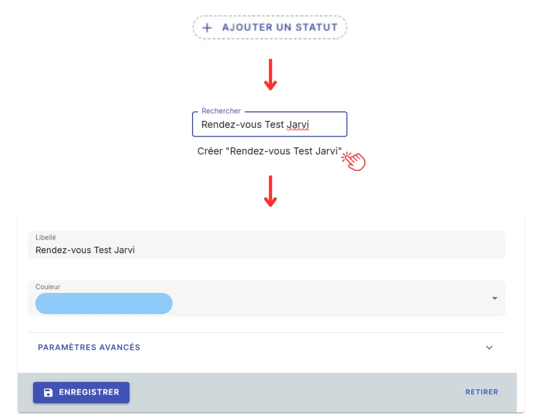 Ajouter un nouveau statut personnalisé dans le tunnel de recrutement Jarvi