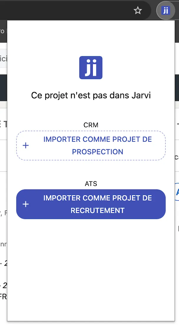 Utiliser l’extension Jarvi pour importer un projet depuis LinkedIn Recruiter